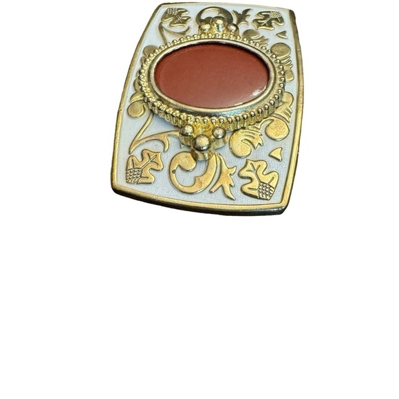 Vintage Belt Buckle Natural Polished Fire Agate Stone on Center main image 5